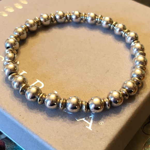 Rare Silpada Sterling Silver and Gold Plated Bead Stretch Bracelet B0778 - Picture 11 of 14